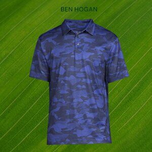 Ben Hogan Men's Blue Camouflage Golf Polo UVA Protection Short Sleeve Shirt
